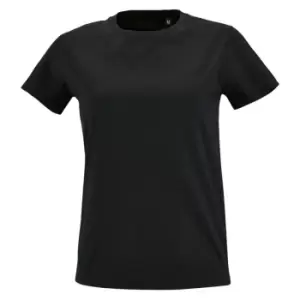 Image of SOLS Womens/Ladies Imperial Fit Short Sleeve T-Shirt (L) (Deep Black)