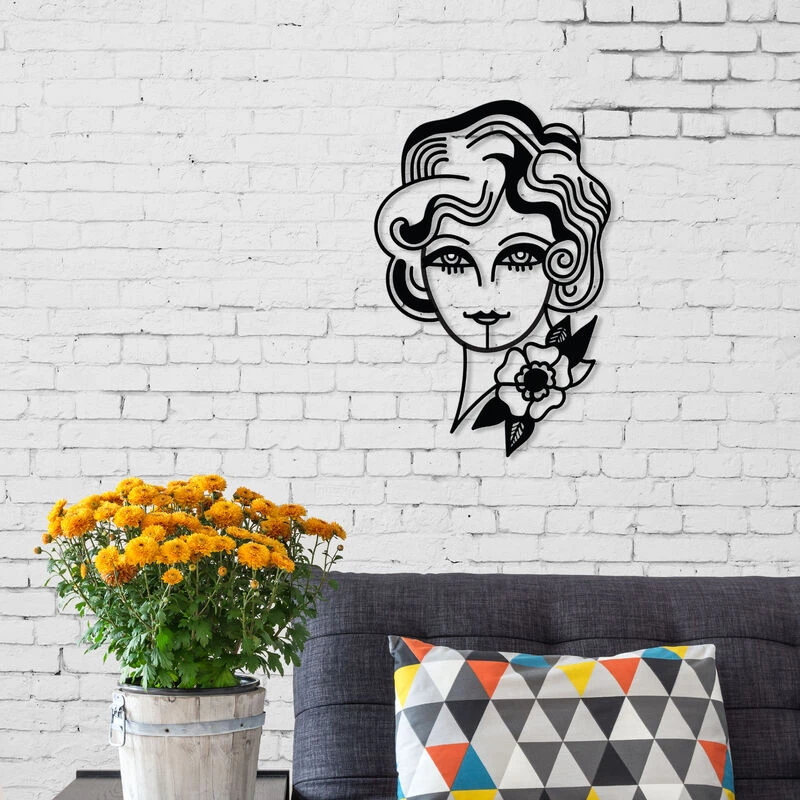Image of DECORTIE Decortie - metal wall art NO:43 woman in flowers - Black - Black M.DK.T.13332.34