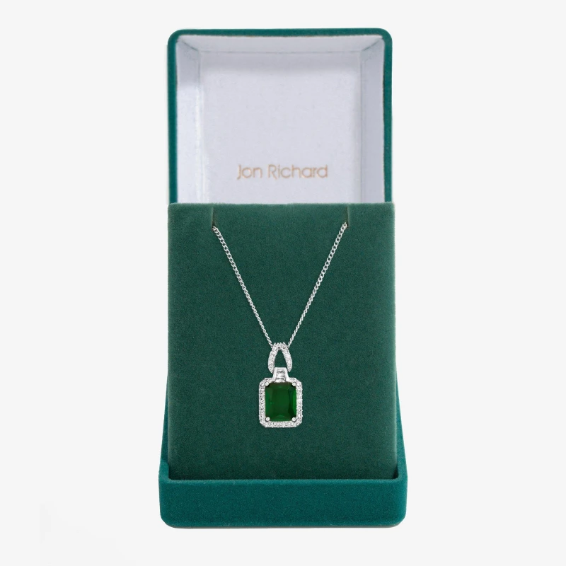 Image of Jon Richard Cubic Zirconia Emerald Perfume Bottle Pendant Pendant Necklaces One Size Silver 71690111000