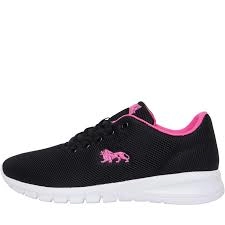 Image of Lonsdale Black & Pink 'Bedford' Ladies Lace-Up Trainers - 3