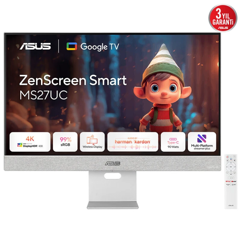 Image of Asus ASUS ZenScreen Smart Monitor MS27UC computer monitor 68.6cm (27") 3840 x 2160 pixels 4K Ultra HD LCD Grey 90LM0A3H-B01O70