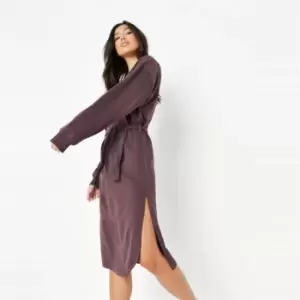 Image of Missguided Belted Sweater Midaxi Dress - Brown