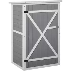 Image of Fir Wood Garden Shed Outdoor Tool Storage w/ 2 Shelves Grey - Outsunny