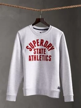 Image of Superdry Limited Edition Graphic Crew Sweatshirt, Light Grey, Size 8, Women