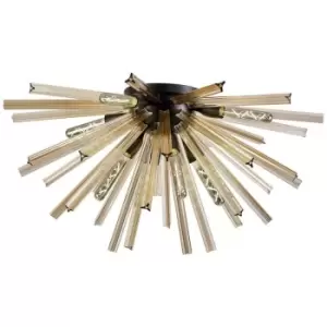 Image of Luminosa Hornby 8 Light E27, Semi Flush Matt Black, Champagne Gold Glass