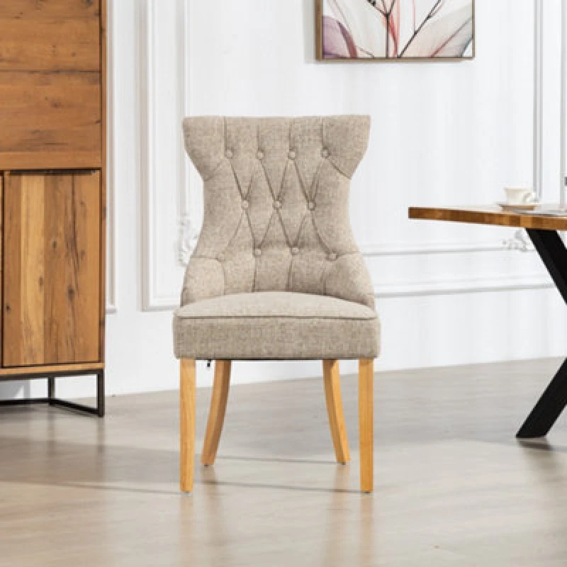 Image of Tiana Fabric Dining Chairs - Set Of 2 - Light Brown