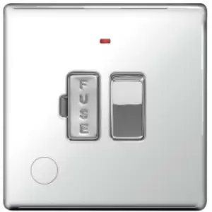 Image of Bg Electrical - bg Chrome 13A Switched Fused Connection Unit with Neon & Flex Outlet - Chrome