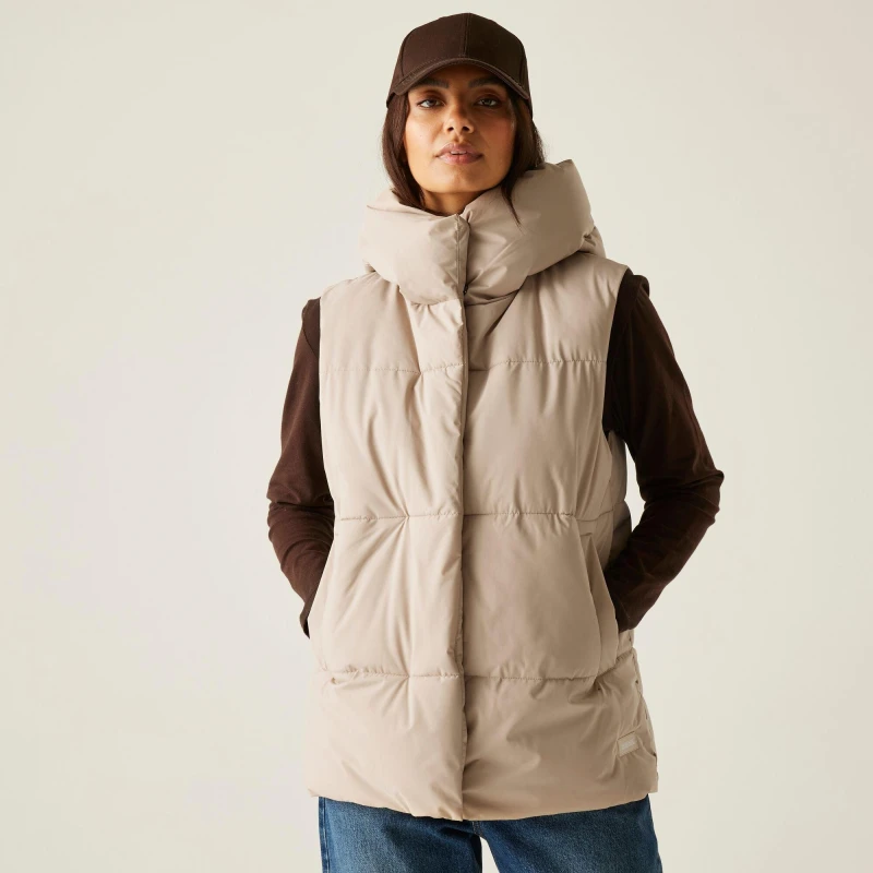 Image of Womens sleeveless hooded down jacket Regatta Kelse Beige Female 40