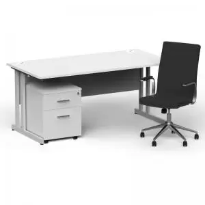Image of Impulse 1600800 Silver Cant Desk White 2 Dr Mobile Ped & Ezra