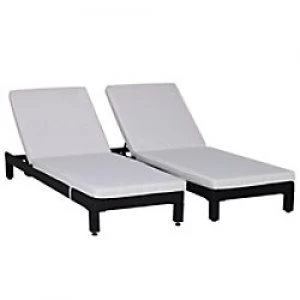 Image of Outsunny Rattan Lounger 862-019V01BK Black, Cream-White