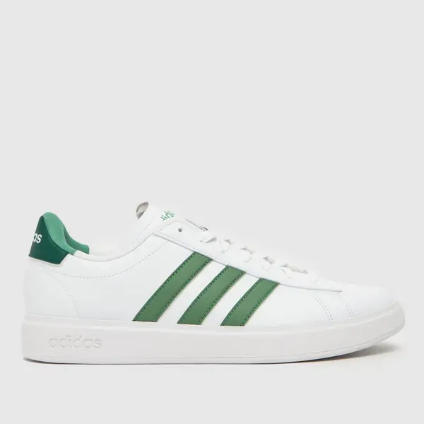 Image of adidas grand court 2.0 trainers in white & green