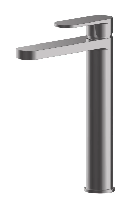 Image of Balterley Current Round High Rise Mono Basin Mixer Tap - Brushed Pewter Silver
