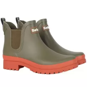 Image of Barbour Womens Mallow Short Wellington Boots Olive/Spiced Pumpkin UK 3