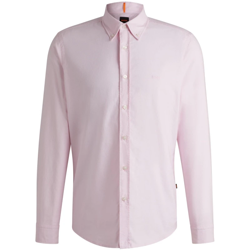 Image of Boss Mens Rickert Oxford Shirt, Classic Style Pink 682 male S