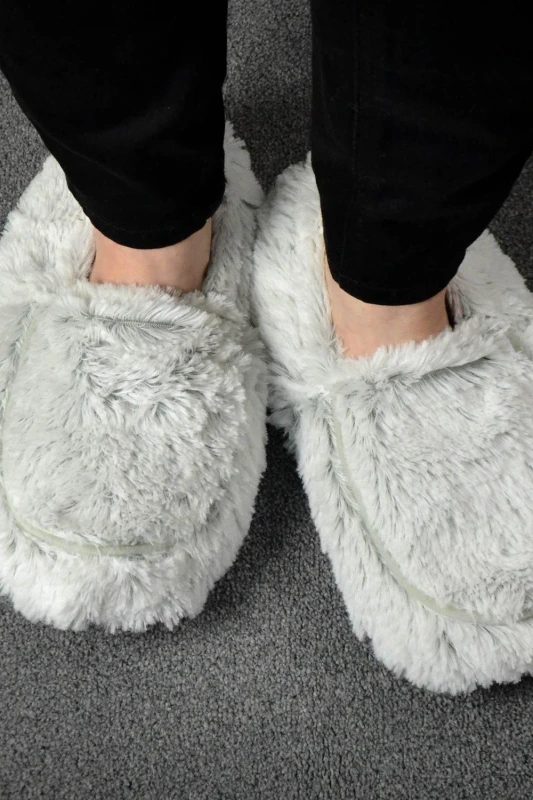 Image of Intelex Plush Grey Microwavable Slippers Multi unisex