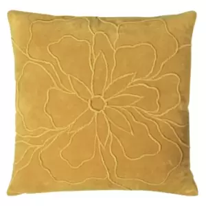 Image of Angeles Floral Velvet Cushion Ochre