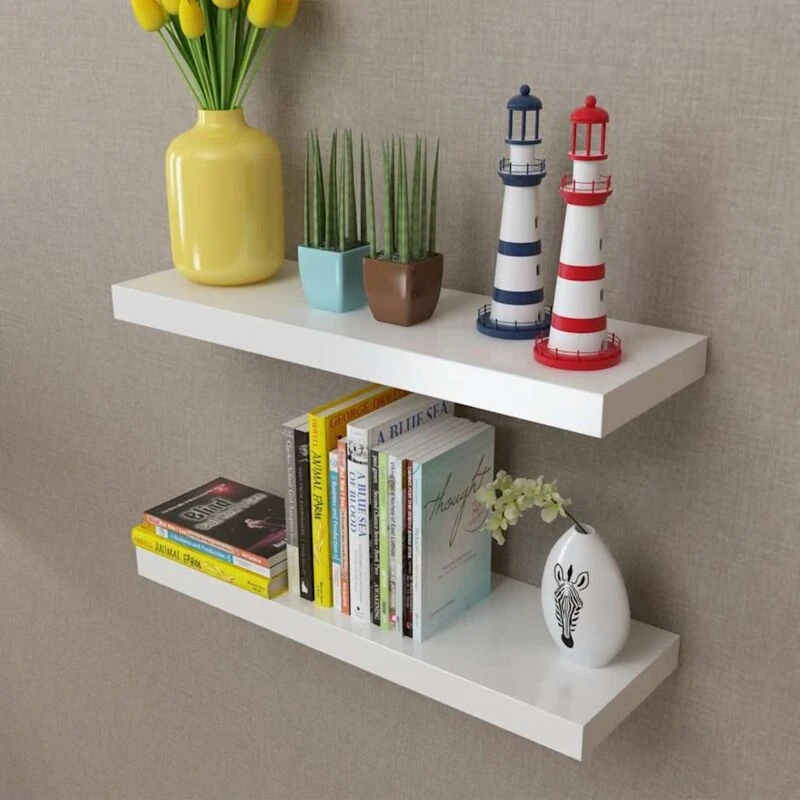 Image of VIDAXL Vidaxl - Floating Wall Display Shelves Book/DVD Storage White mdf 2 pcs 242183