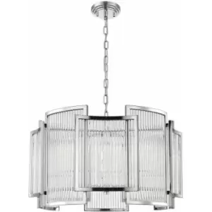 Image of Impex Antigua 5 Light Chrome Crystal Pendant Ceiling Light