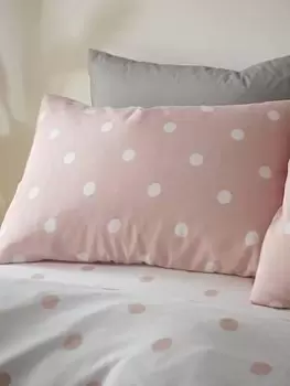 Image of Catherine Lansfield Brushed Spot Pillowcase Pair - Pink