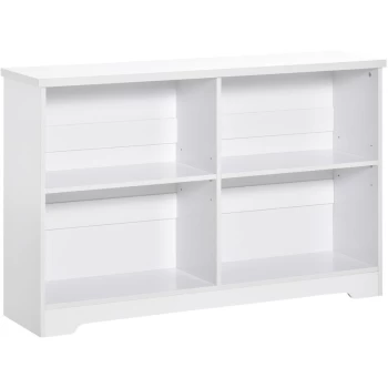 Image of Simple Modern 4-Compartment Low Bookcase w/ Shelves Cube Display Office - Homcom