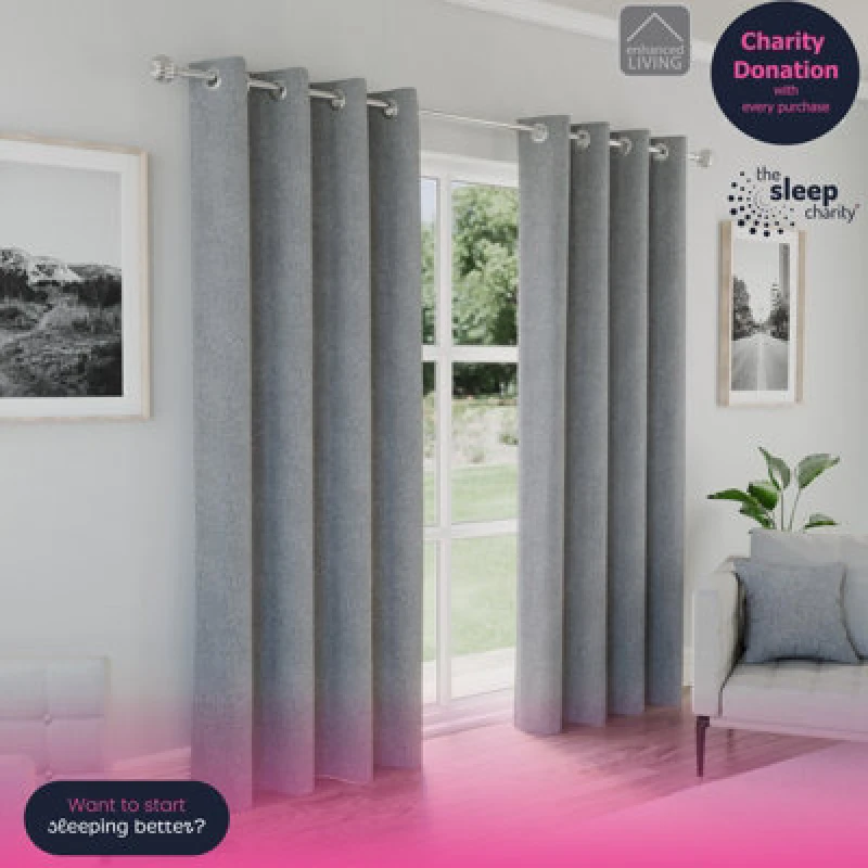 Image of Austin Thermal Ready Made Eyelet Blackout Curtains Grey