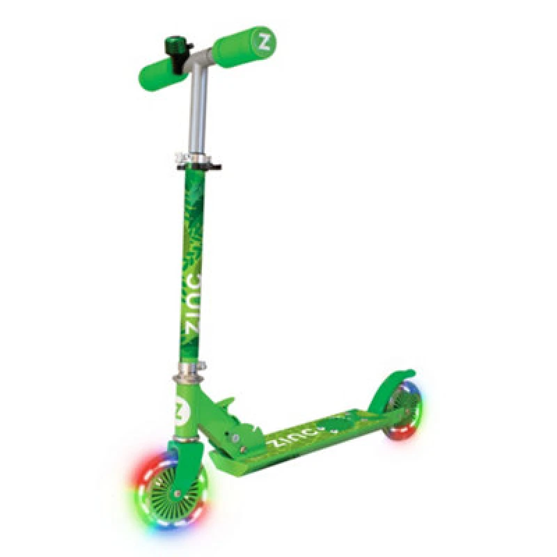 Image of Hy-Pro Zinc Dino Folding Two Wheeled Scooter With Light Up Wheels