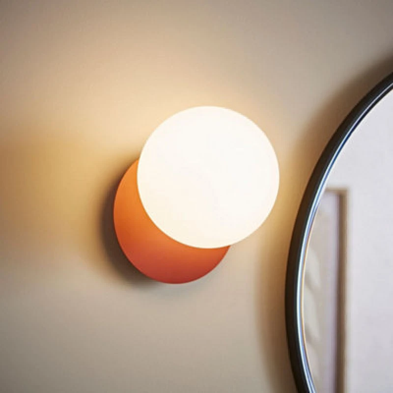 Image of ValueLights ValueLights Darla Frosted Globe IP44 Rated Bathroom Wall Light in Burnt Orange Burnt Orange One Size Unisex 5016529274902