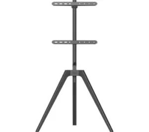 Image of TTAP Tripod-Black TV Stand with Bracket - Black Wood, Black