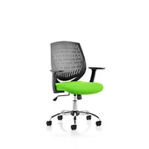Image of Dynamic Basic Tilt Task Operator Chair Fixed Arms Dura Black Back, Myrrh Green Seat Without Headrest Medium Back