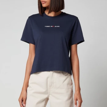Image of Tommy Jeans Womens Linear Logo T-Shirt - Twilight Navy - S