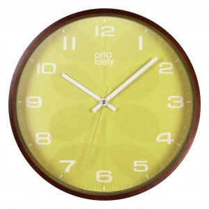 Image of Orla Kiely Wooden Wall Clock - Mustard