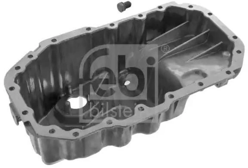 Image of FEBI BILSTEIN 100264 Oil Sump febi Plus with bore for oil-level sensor, with oil drain plug Oil Pan (592)