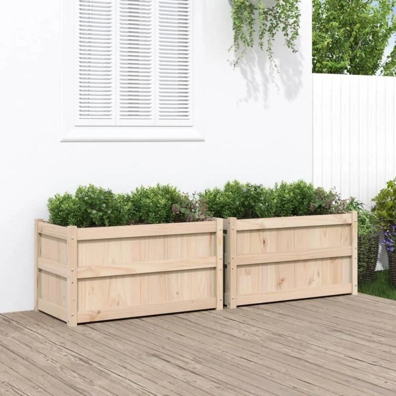 Image of vidaXL Garden Planters 2 pcs Solid Wood Pine, Brown 837460