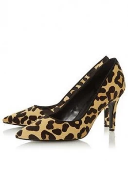 Image of Dune London Anna Wide Fit Heeled Shoe, Leopard, Size 3, Women