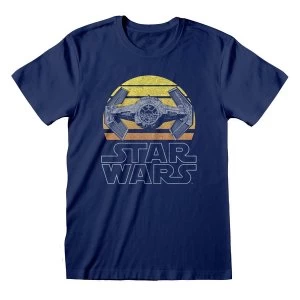 Image of Star Wars - Tie Fighter Moon Unisex Medium T-Shirt - Blue