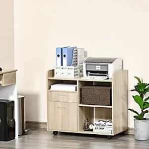 Image of Vinsetto Filing Cabinet Mobile Printer Stand with Adjustable Shelf Brown
