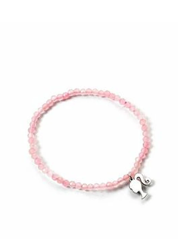 Image of Sterling Silver Silhouette Charm Rose Quartz Bead Bracelet BMSB0018