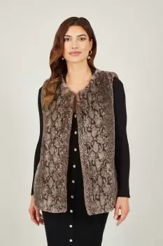 Image of Grey Snake Print Faux Fur Gilet