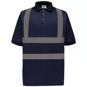 Image of Yoko Hi-Vis Short Sleeve Polo Shirt / Mens Workwear (M) (Navy Blue) - Navy Blue