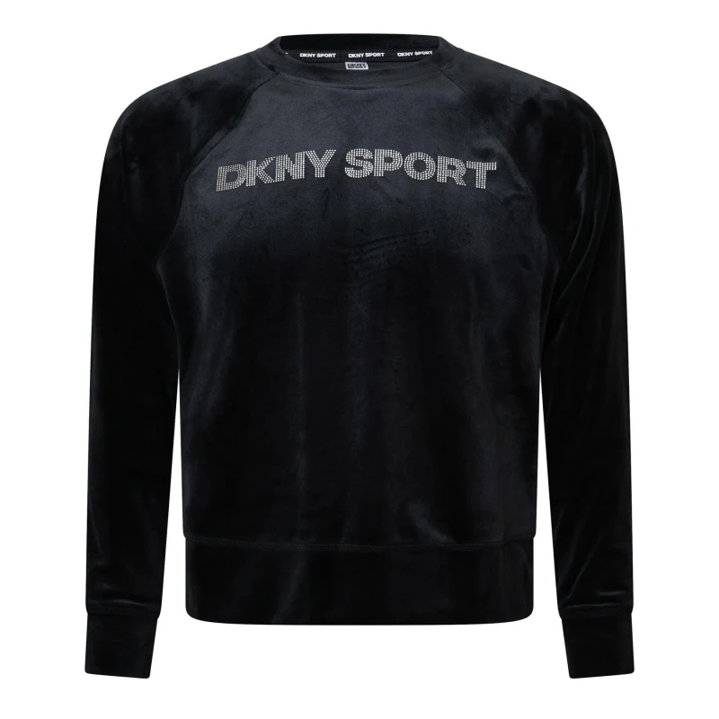 Image of DKNY Rhinestone Logo Sweatshirt Black female S