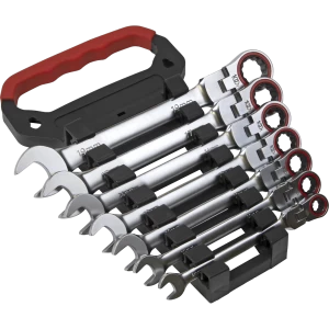 Image of Sealey 7 Piece Flexi Head Ratchet Combination Spanner Set