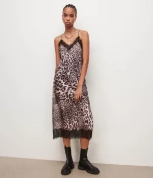 Image of AllSaints Womens Tigi Kiku Dress, Brown, Size: 6