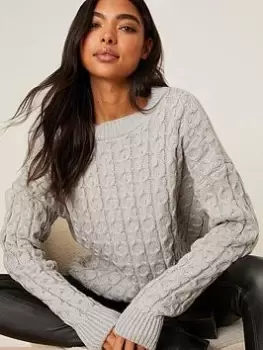 Image of Dorothy Perkins Stitch Detail Knitted Jumper - Grey, Size L, Women