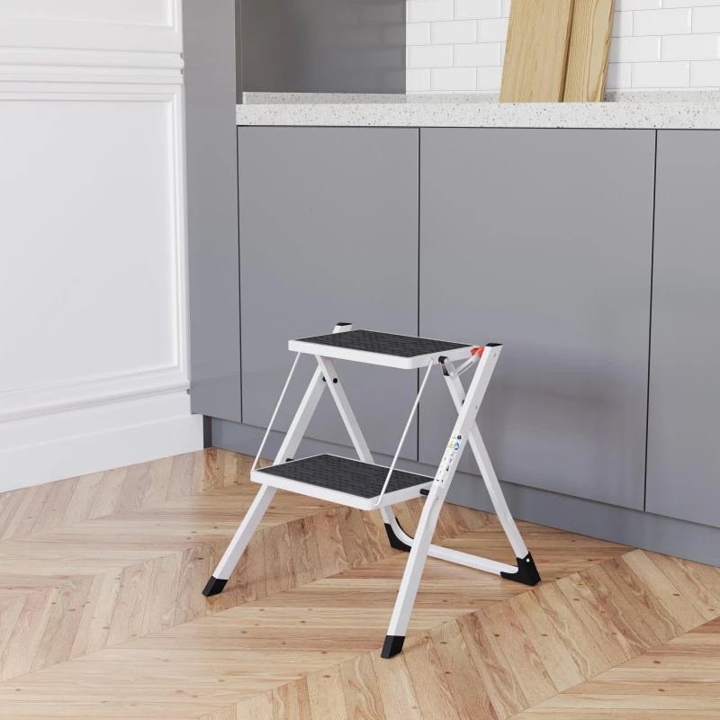 Image of Lassic Home Vida 2 Step Folding Step Ladder White unisex 2 Step