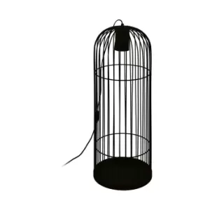 Image of Standing Floor Lamp Light Black Bird Cage 1x 5W GU10 Bulb Tall Living Room