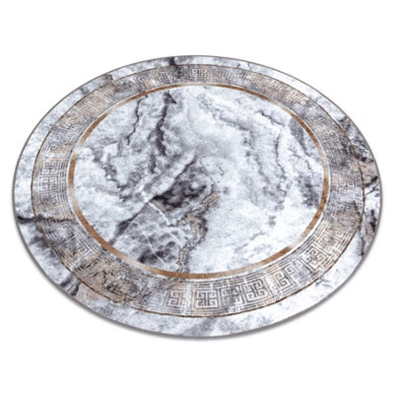 Image of RugsX Miro 51199.805 Circle Washing Carpet Marble, Greek Anti Slip - Grey / Circle 80 Cm