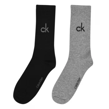 Image of Calvin Klein Calvin Bright Logo 2 Pack Socks - Oxford/Nvy Gry
