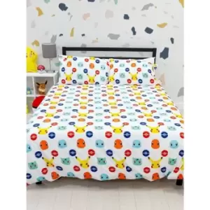 Image of Pokemon Badge Duvet Cover Set (Single) (Blue/White/Yellow) - Blue/White/Yellow