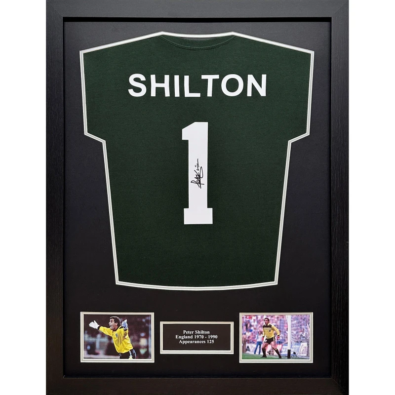 Image of AllStarSignings Ltd Peter Shilton signed retro goalkeeper shirt White unisex One Size