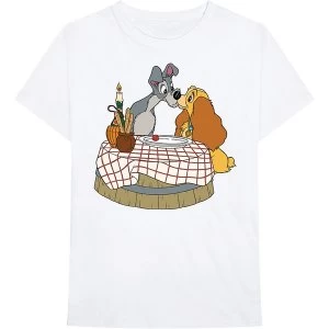 Image of Disney - Lady & The Tramp - Kissing Pose Unisex Medium T-Shirt - White
